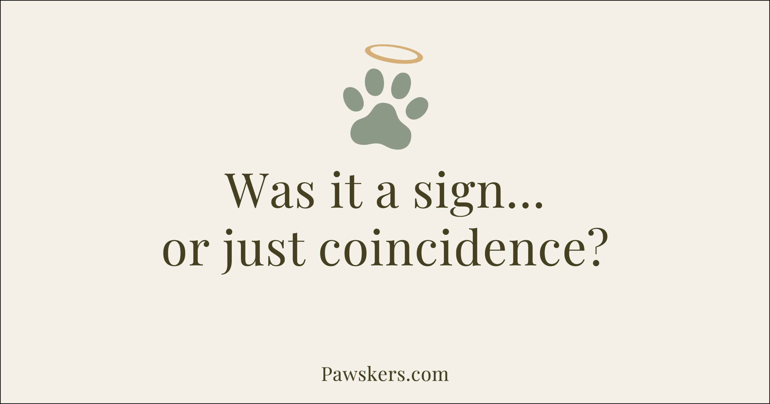 Beige Pawskers cover image with headline “Was it a sign or just coincidence?”