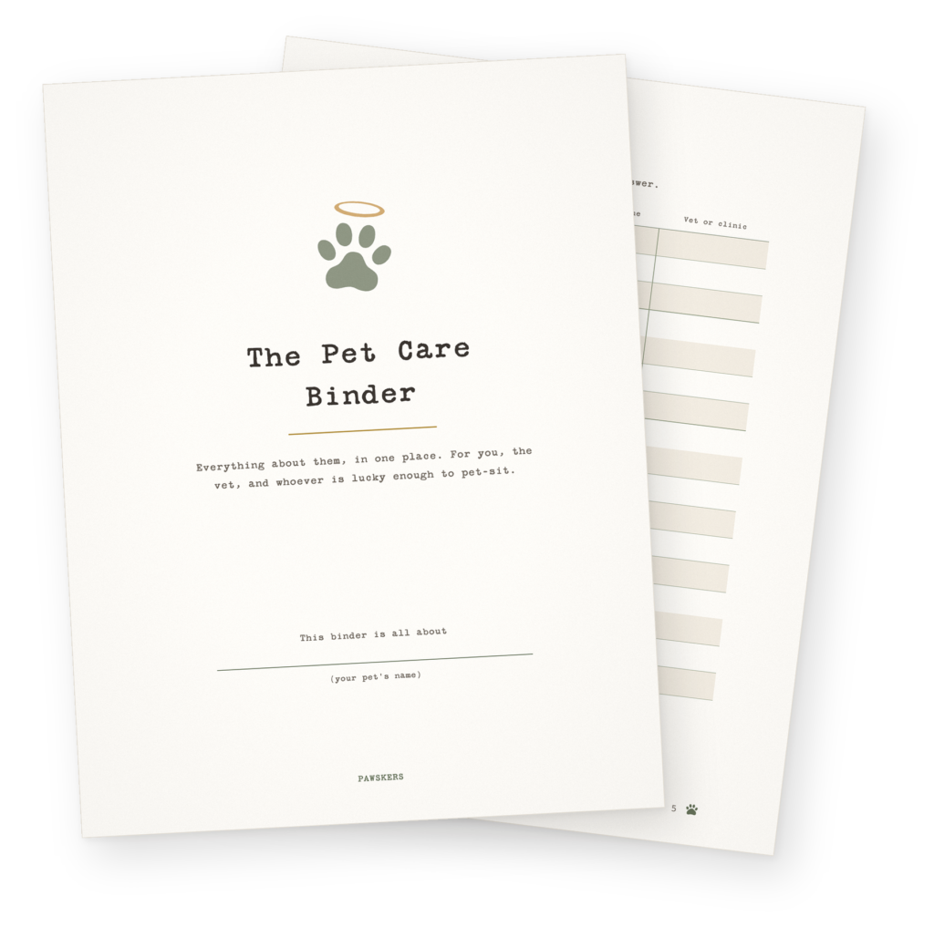 The Pet Care Binder printable pet records binder
